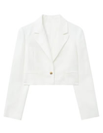 Fashion White Cotton Lapel Collar One-button Cropped Blazer