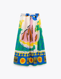 Fashion Color Printed Wide Skirt