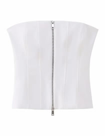 Fashion White Zipped Bandeau Top