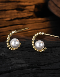 Fashion Golden Color Irregular Half Round Pearl Earrings
