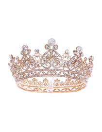 Fashion Gold Alloy Diamond Love Crown
