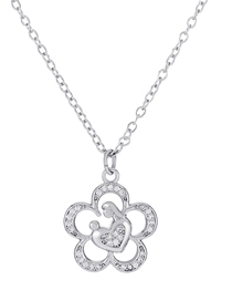 Fashion White K M-177 Alloy Diamond Flower Mother's Day Necklace