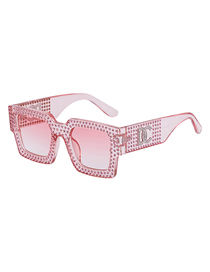 Fashion C10 Transparent Powder Gradient Powder Pc Diamond Square Large Frame Sunglasses
