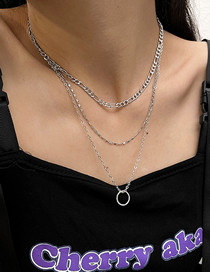 Fashion Silver Alloy Geometric Chain Multilayer Necklace