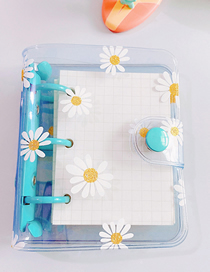 Fashion Blue Daisy (80 Inner Pages + 3 Storage Bags) 3-hole Loose-leaf Pvc Transparent Shell Pocket Book