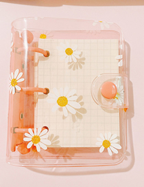 Fashion Pink Daisy (80 Inner Pages + 3 Storage Bags) 3-hole Loose-leaf Pvc Transparent Shell Pocket Book