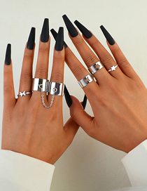 Fashion Silver Alloy Hollow Pentagram Ring Set