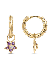 Fashion Gold - Style 5 Metal Diamond Flower Hoop Earrings