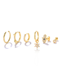 Fashion #45 Copper And Diamond Geometric Earring Set