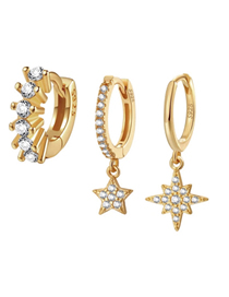 Fashion #62 Copper And Diamond Geometric Earring Set