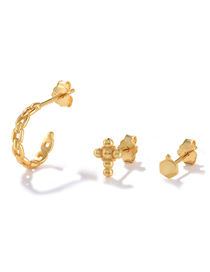 Fashion #67 Copper And Diamond Geometric Earring Set