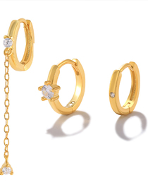 Fashion #78 Copper And Diamond Geometric Earring Set