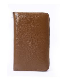 Fashion Brown Pu Solid Color Top Layer Cowhide Rectangular Wallet