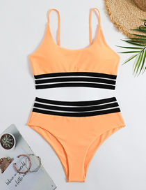 Fashion Orange Solid Color High Waisted One-piece Swimsuit