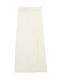 Fashion White Solid Knit Slit Skirt