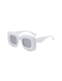 Fashion White Pc Square Large Frame Sunglasses