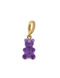 Fashion Transparent Purple Bear (single Pendant Without Chain) Alloy Gold Plated Diamond Bear Hoop Earrings