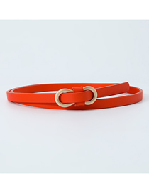 Fashion Orange Pu 8 Word Buckle Thin Belt