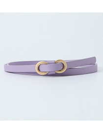 Fashion Purple Pu 8 Word Buckle Thin Belt