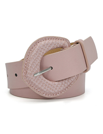 Fashion Pink Pu Snake Pattern Buckle Wide Belt