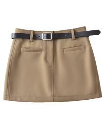 Fashion Khaki Polyester Pocket Skirt
