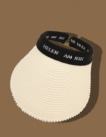 Fashion Beige Alphabet Pearl Empty Sun Hat