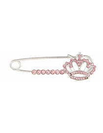 Fashion Pink Brooch Alloy Diamond Crown Brooch