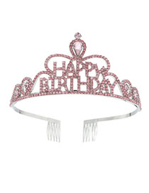 Fashion Happy Birthday Crown Alloy Diamond Letter Crown