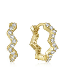 Fashion Gold Metal Diamond Wavy Ear Ring