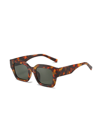 Fashion Leopard Frame Black And Gray Film Pc Square Large Frame Sunglasses