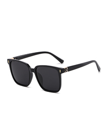 Fashion Bright Black Frame Black Gray Film Pc Square Large Frame Sunglasses