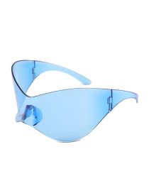 Fashion Blue Pc Conjoined Large Frame Sunglasses