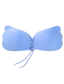 Fashion Blue Nylon Wing Lace Up Invisible Bra No Trace Chest Sticker