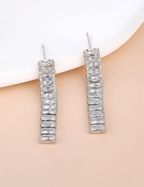 Fashion Platinum Earrings Copper-set Zircon Square Earrings
