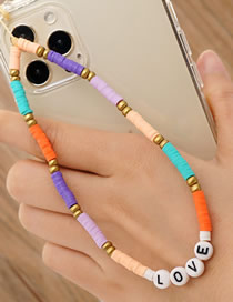 Fashion Color Polymer Alphabet Beads Beaded Phone Chain