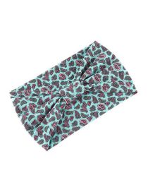 Fashion 4 Green Fabric-print Knotted Wide-brimmed Headband