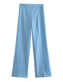 Fashion Blue Flared High Waist Trousers