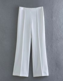 Fashion White Polyester Bootcut Trousers