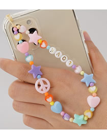 Fashion Color Acrylic Heart Pentagram Alphabet Beads Beaded Phone Chain