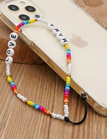 Fashion Color Colorful Rice Beads Alphabet Beads Beaded Phone Chain