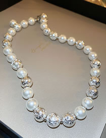 Fashion Necklace-silver Ball Pearl Pearl Beads Necklace