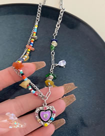 Fashion Necklace-color Mijizhu Splicing Chain Inlaid Diamond Love Necklace