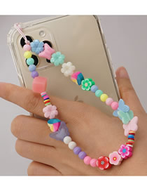 Fashion Color Resin Bead Beaded Flower Smooches Mobile Phone Chain