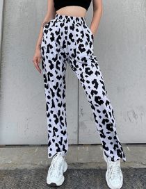 Fashion Black And White Cow Polyester Cow Pattern Micro -trousers