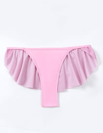 Fashion Pink Pure Color Ruffled Edge Of Butto Swimsuit