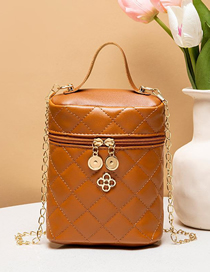 Fashion Brown Pu Diamond Large -capacity Messenger Bag
