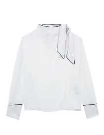 Fashion White The Neckline With A Contrasting Color Roller