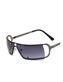 Fashion Gradient Metal Metal Rivets Hollow Oval Sunglasses