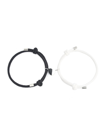 Fashion Black And White Love Magnet Black+white Bracelet One Pair Alloy Magnetic Sucking Love Line Rope Bracelet Set