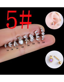 Fashion 5#silver Titanium Steel Diamond Geometric Spike Earrings